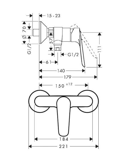 Hansgrohe Logis E dušas maisītājs, hroms - gab., изображение 2