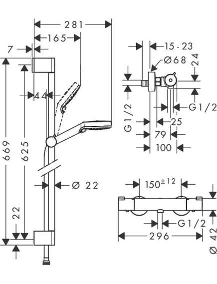 Hansgrohe Ecostat 1001 CL dušas termostats ar Crometta Vario dušas komplektu 65cm - gab., изображение 2