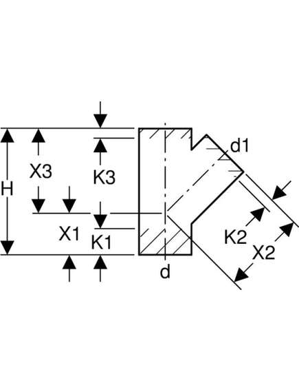 Geberit HDPE treijgabals 45º D200/D160 - gab., 2 image