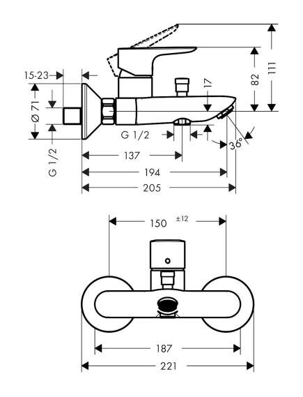 Hansgrohe Talis E vannas maisītājs, polished gold optic - gab., изображение 2