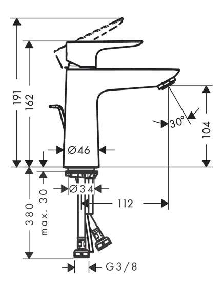 Hansgrohe Talis E 110 izlietnes maisītājs, ar pop-up, polished gold optic - gab., 4 image