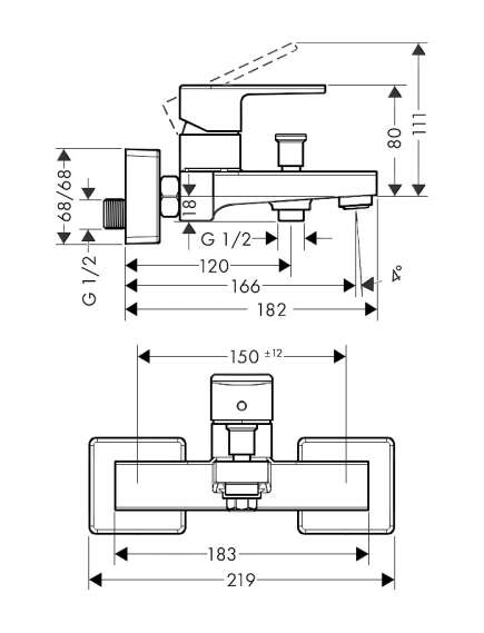 Hansgrohe Vernis Shape vannas maisītājs, hroms - gab., изображение 2