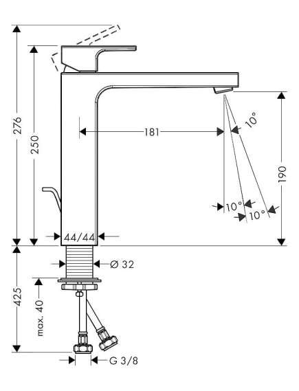 Hansgrohe Vernis Shape 190 izlietnes maisītājs, ar pop-up, matēts melns - gab., 2 image
