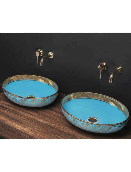 Rea Sanitary Umywalka Nablatowa Rea Margot Blue/Gold, 3 image