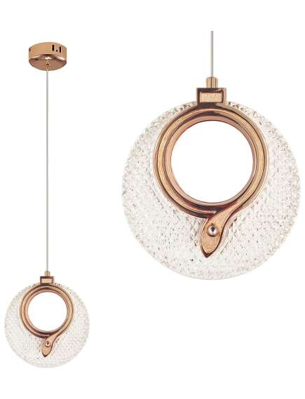 Toolight LAMPA WISZĄCA KRYSZTAŁOWA LED LHJ110-1CP JASNE RÓŻOWE ZŁOTO