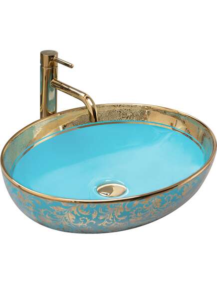Rea Sanitary Umywalka Nablatowa Rea Margot Blue/Gold, 2 image