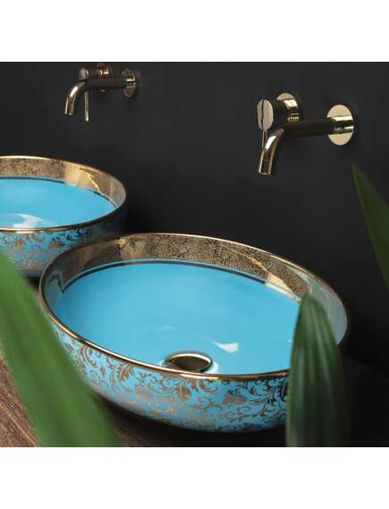 Rea Sanitary Umywalka Nablatowa Rea Margot Blue/Gold