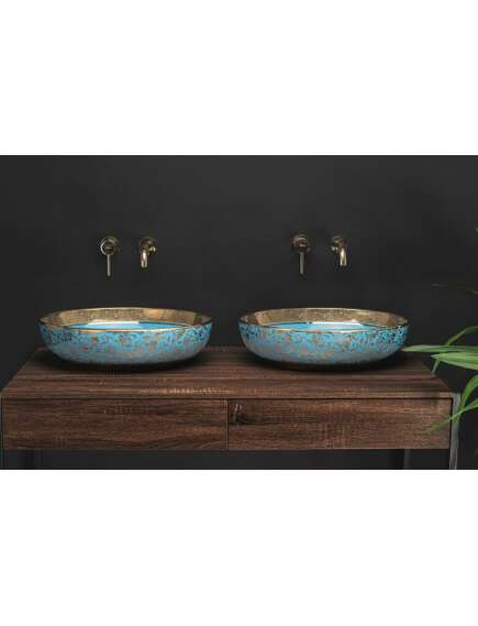 Rea Sanitary Umywalka Nablatowa Rea Margot Blue/Gold, 4 image