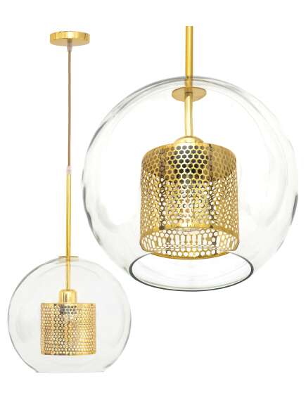 Toolight Lampa wisząca szklana loft APP555-1CP 25cm ZŁOTa