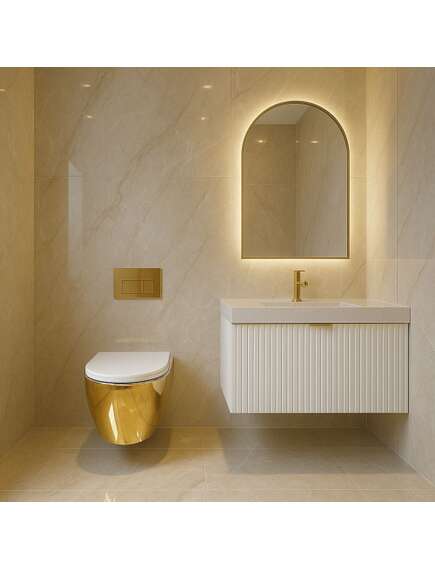 Rea Sanitary Misa WC podwieszana Rea Carlo Mini Tornado NF Złoto Biała, 2 image