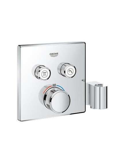 Grohe iebūvējamā dušas termostata SmartControl virsapmetuma daļa, ar 2 izejām, ar dušas turētāju, hroms