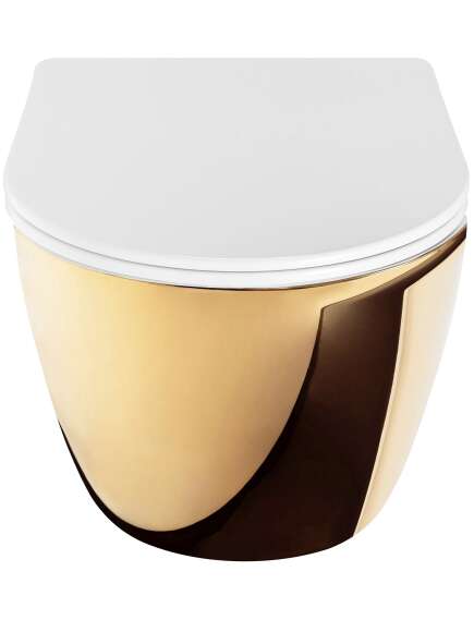 Rea Sanitary Misa WC podwieszana Rea Carlo Mini Tornado NF Złoto Biała, 3 image