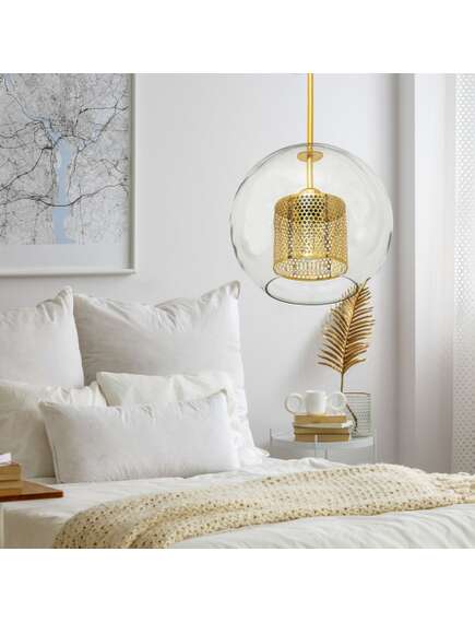 Toolight Lampa wisząca szklana loft APP555-1CP 25cm ZŁOTa, 4 image