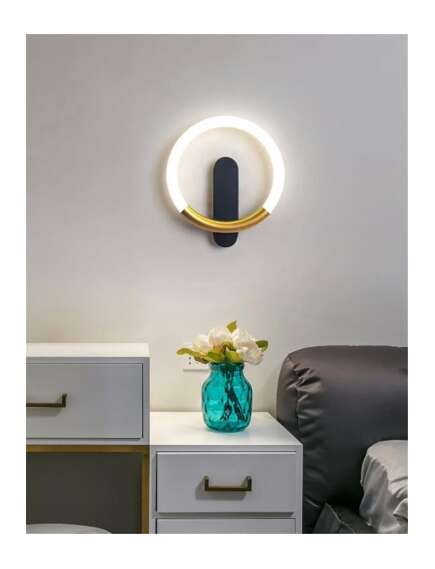 Toolight KINKIET ŚCIENNY LED LHJ068-W Czarny / Złoty Szczotkowany, 3 image