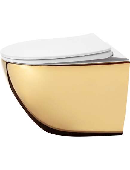 Rea Sanitary Misa WC podwieszana Rea Carlo Mini Tornado NF Złoto Biała, 4 image