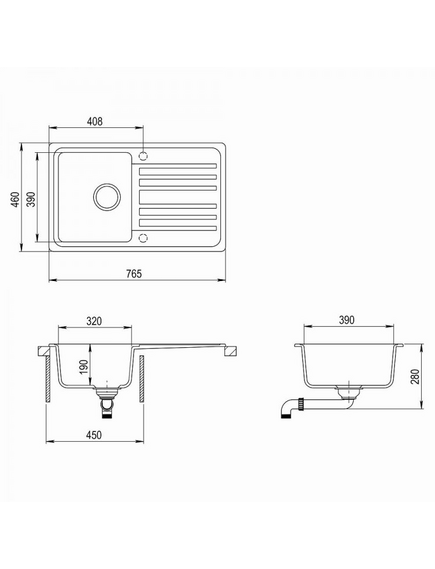 HELIKA (AQUASANITA) NOTUS SQ101AW 601 Black metallic akmens masas izlietne ar fiksatoru, Citas krāsas: 601 / melns matēts, 2 image