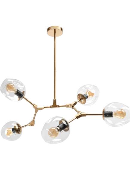 Toolight Lampa Wisząca Szklane Kule 5 Ramion APP506-5C Złota
