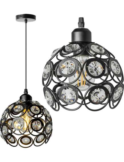 Toolight LAMPA WISZĄCA SUFITOWA KRYSZTAŁOWA APP206-1C Czarna