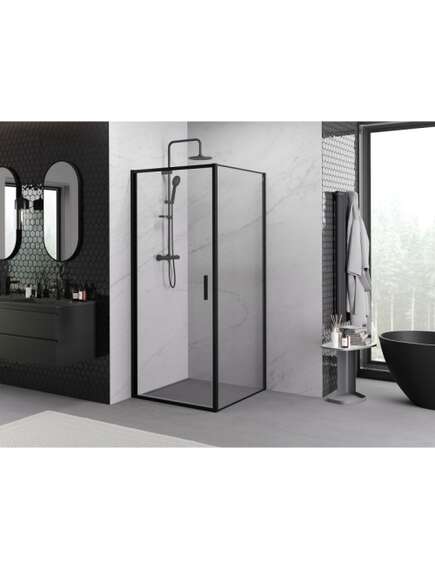 Mexen Exo kabina prysznicowa uchylna 95 x 95 cm, transparent, czarna - 817-095-095-70-00, 2 image