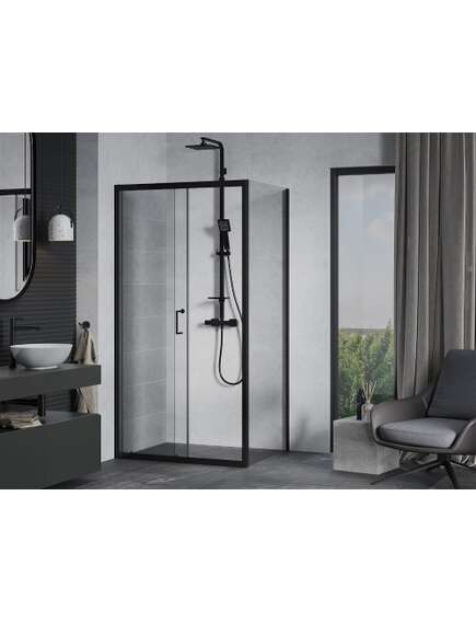 Mexen Apia kabina prysznicowa rozsuwana 90 x 80 cm, transparent, czarna - 840-090-080-70-00, изображение 3