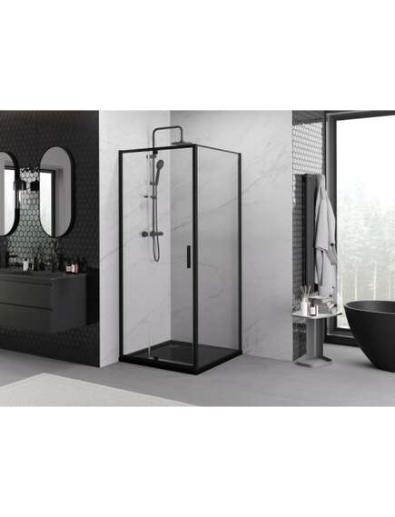 Mexen Exo kabina prysznicowa uchylna 95 x 95 cm, transparent, czarna - 819-095-095-70-00, 4 image