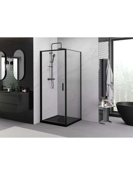 Mexen Exo kabina prysznicowa uchylna 85 x 85 cm, transparent, czarna - 817-085-085-70-00, 4 image