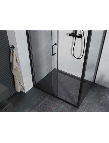 Mexen Apia kabina prysznicowa rozsuwana 90 x 80 cm, transparent, czarna - 840-090-080-70-00, изображение 5