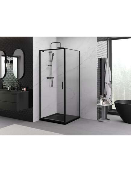 Mexen Exo kabina prysznicowa uchylna 95 x 95 cm, transparent, czarna - 8181-095-095-70-00, 4 image