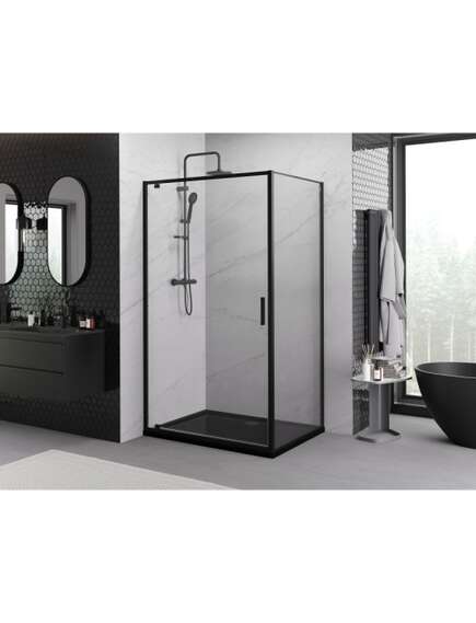 Mexen Exo kabina prysznicowa uchylna 75 x 85 cm, transparent, czarna - 8181-075-085-70-00, 4 image