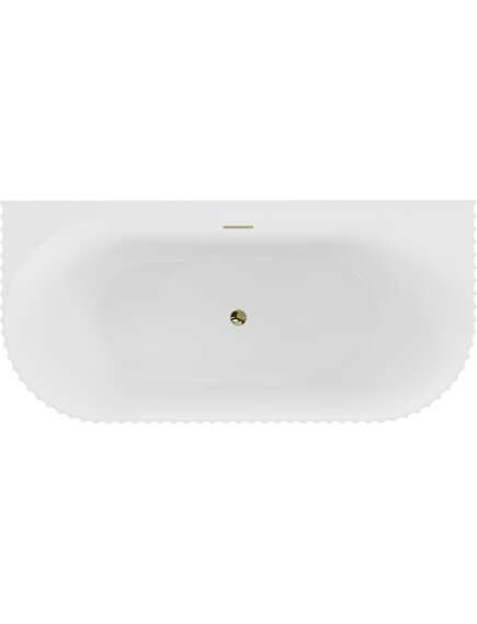 Mexen Sella wanna wolnostojąca przyścienna ryflowana 170 x 80 cm, biała połysk, przelew złoty - 52711708000-50, изображение 2