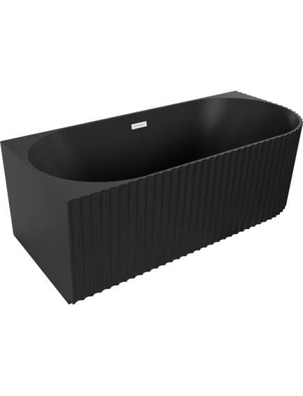 Mexen Gia wanna wolnostojąca narożna ryflowana lewa 150 x 75 cm, czarna mat, przelew biały - 52701507571L-20