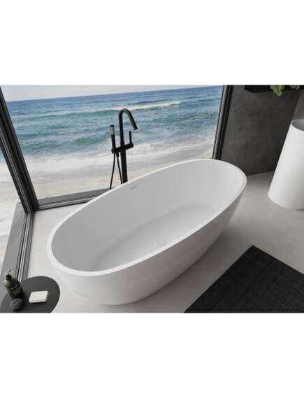 Mexen Torino wanna wolnostojąca z konglomeratu 155 x 78 cm, biała połysk - 57271557810, изображение 3