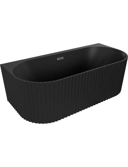Mexen Sella wanna wolnostojąca przyścienna ryflowana 150 x 75 cm, czarna mat, przelew gun metal - 52711507571-95