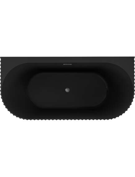 Mexen Sella wanna wolnostojąca przyścienna ryflowana 170 x 80 cm, czarna mat, przelew gun gray szczotkowany - 52711708071-66, изображение 2