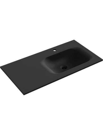 Mexen Vela umywalka wpuszczana w blat prawa 91 x 46,5 cm, czarny mat - 25239071P
