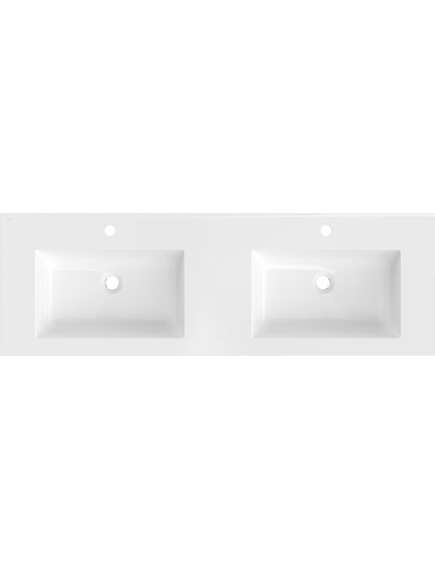 Mexen Otis umywalka wpuszczana w blat podwójna 141 x 46,5 cm, biała połysk - 25181400D, 2 image