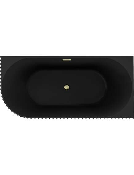 Mexen Gia wanna wolnostojąca narożna ryflowana prawa 170 x 80 cm, czarna mat, przelew złoty szczotkowany - 52701708071P-55, изображение 2