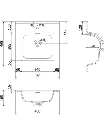 Mexen Otis umywalka wpuszczana w blat 46 x 46,5 cm, czarna mat - 25184571, 3 image
