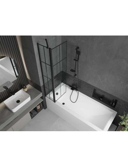 Mexen Flip parawan nawannowy 1-skrzydłowy 80 x 150 cm, czarny wzór, czarny - 894-080-101-70-77, изображение 5