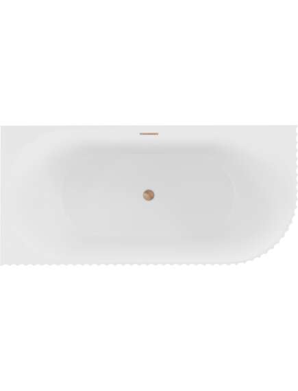 Mexen Gia wanna wolnostojąca narożna ryflowana lewa 150 x 75 cm, biała mat, przelew miedź szczotkowana - 52701507501L-65, 2 image