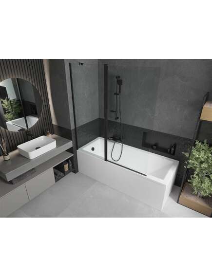 Mexen Flip parawan nawannowy 1-skrzydłowy 140 x 150 cm, transparent, czarny - 894-140-101-70-00, изображение 2