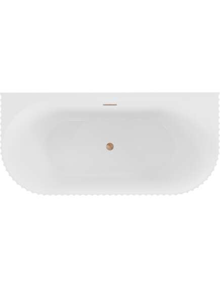 Mexen Sella wanna wolnostojąca przyścienna ryflowana 150 x 75 cm, biała połysk, przelew miedź szczotkowana - 52711507500-65, изображение 2