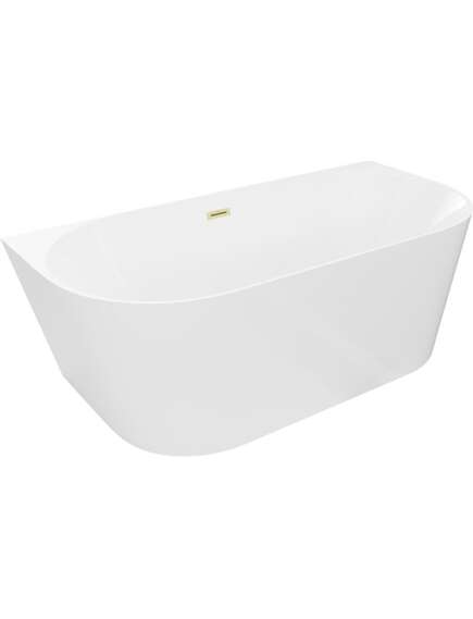 Mexen Oval Slim wanna wolnostojąca przyścienna 170 x 80 cm, biała, przelew złoty szczotkowany - 52661708000-55