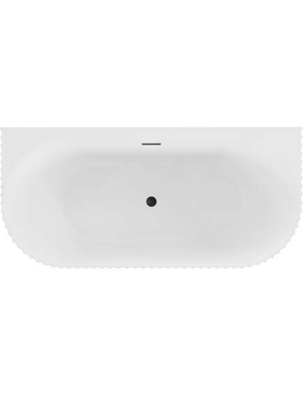 Mexen Sella wanna wolnostojąca przyścienna ryflowana 150 x 75 cm, biała połysk, przelew czarny - 52711507500-70, 2 image