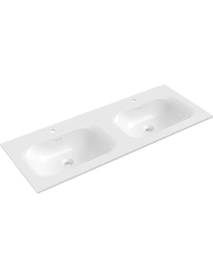 Mexen Vela umywalka wpuszczana w blat podwójna 121 x 46,5 cm, biała połysk - 25231200D