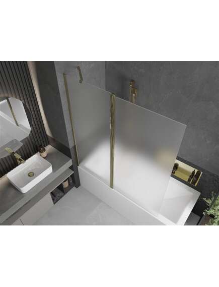 Mexen Flip parawan nawannowy 1-skrzydłowy 140 x 150 cm, szron, złoty - 894-140-101-50-30, изображение 4
