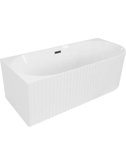 Mexen Gia wanna wolnostojąca narożna ryflowana lewa 170 x 80 cm, biała połysk, przelew czarny - 52701708000L-70