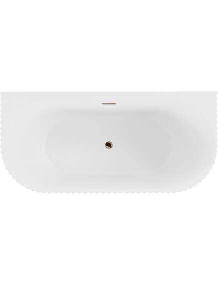 Mexen Sella wanna wolnostojąca przyścienna ryflowana 170 x 80 cm, biała połysk, przelew różowe złoto - 52711708000-60, изображение 2