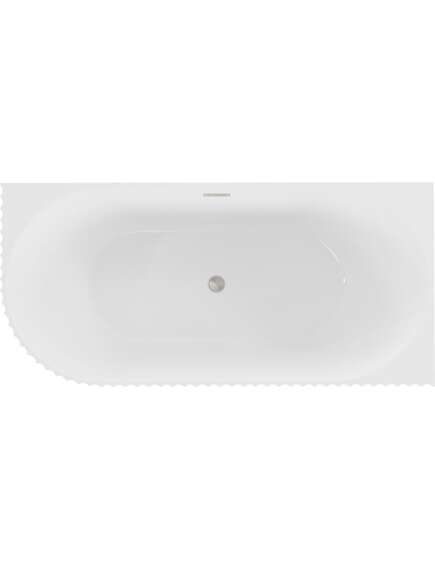 Mexen Gia wanna wolnostojąca narożna ryflowana prawa 170 x 80 cm, biała połysk, przelew nikiel szczotkowany - 52701708000P-97, изображение 2