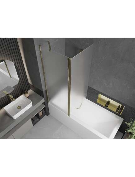 Mexen Flip parawan nawannowy 1-skrzydłowy 140 x 150 cm, szron, złoty - 894-140-101-50-30, изображение 5